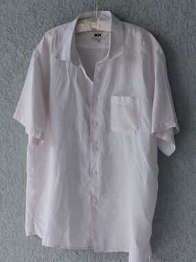 JOSEPH ABBOUD 100% Linen Short Sleeve Button Down Shirt Off White Men’s XXL